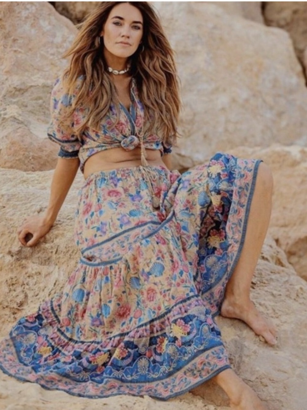 Spell & The Gypsy Collective Seashell Maxi Skirt - Opal Floral Mermaid Medium